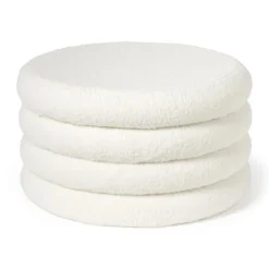 Xenos Teddy poef gelaagd xl - wit - ø55x32 cm- Poefjes