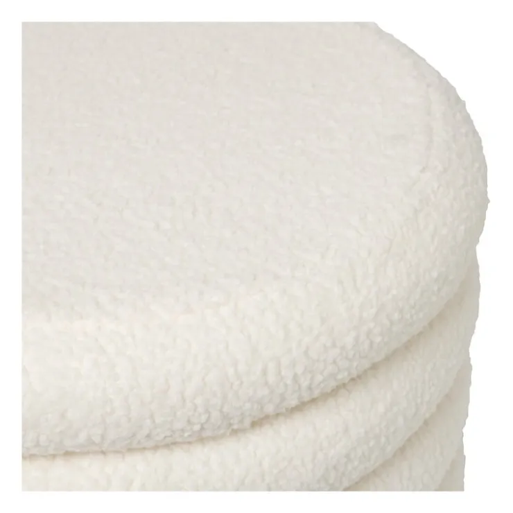 Xenos Teddy poef gelaagd xl - wit - ø55x32 cm- Poefjes
