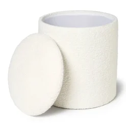 Xenos Teddy poef rond met opbergruimte - Troyes - ø35x40 cm- Poefjes