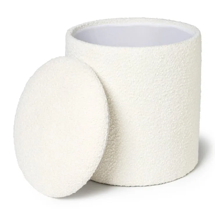 Xenos Teddy poef rond met opbergruimte - Troyes - ø35x40 cm- Poefjes