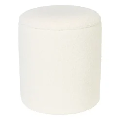 Xenos Teddy poef rond met opbergruimte - Troyes - ø35x40 cm- Poefjes