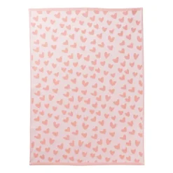 Xenos Theedoek hartjes - lila/koraal - 50x70 cm- Thee- En Keukendoeken