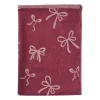 Xenos Theedoek strikjes - bordeauxrood/roze - 50x70 cm- Thee- En Keukendoeken