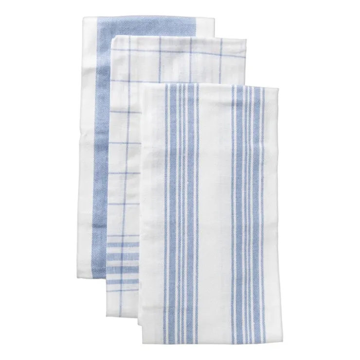 Xenos Theedoeken set van 3 - blauw /wit - 45x65 cm- Thee- En Keukendoeken