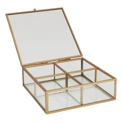 Xenos Theedoos - 4 vakken - goud- Sieraden Opbergen|Theedozen