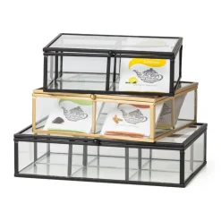 Xenos Theedoos - 15x15x5.5 - zwart- Sieraden Opbergen|Theedozen