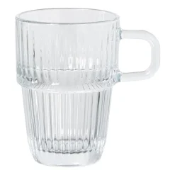 Xenos Theeglas ribbel met oor hoog - 315 ml- Theeglazen|Theeglazen