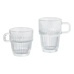 Xenos Theeglas ribbel met oor hoog - 315 ml- Theeglazen|Theeglazen
