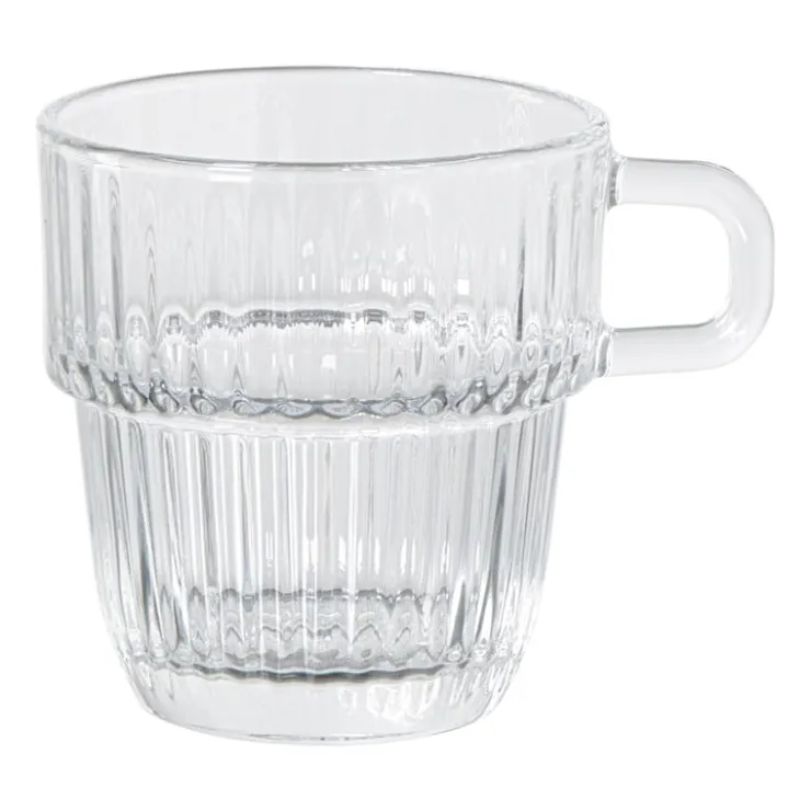 Xenos Theeglas ribbel met oor laag - 250 ml- Theeglazen|Theeglazen