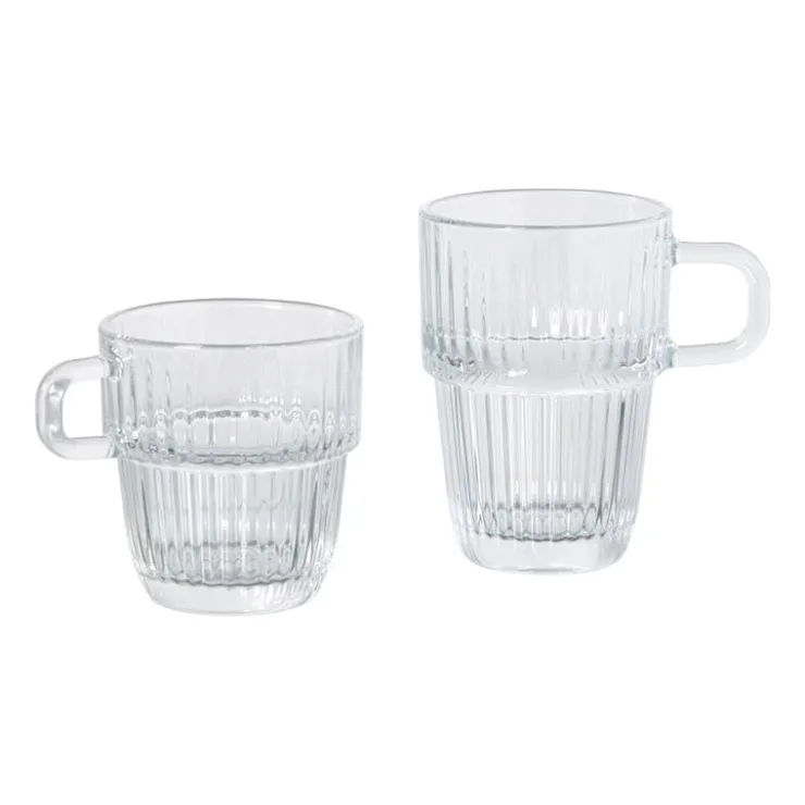 Xenos Theeglas ribbel met oor laag - 250 ml- Theeglazen|Theeglazen