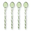 Xenos Theelepels groen - glas - set van 4- Thee Accessoires|Lepels