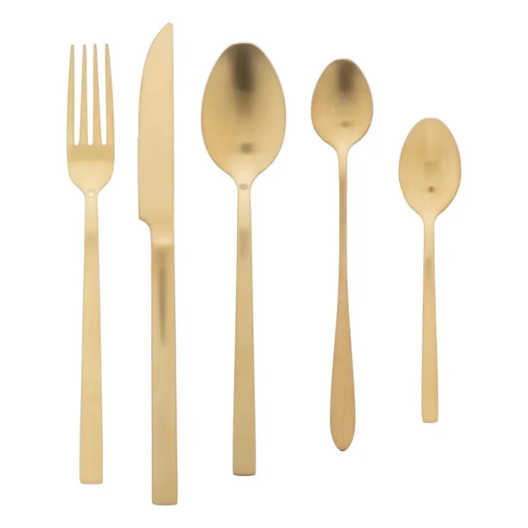 Xenos Theelepels lang - goudkleurig - set van 2- Lepels