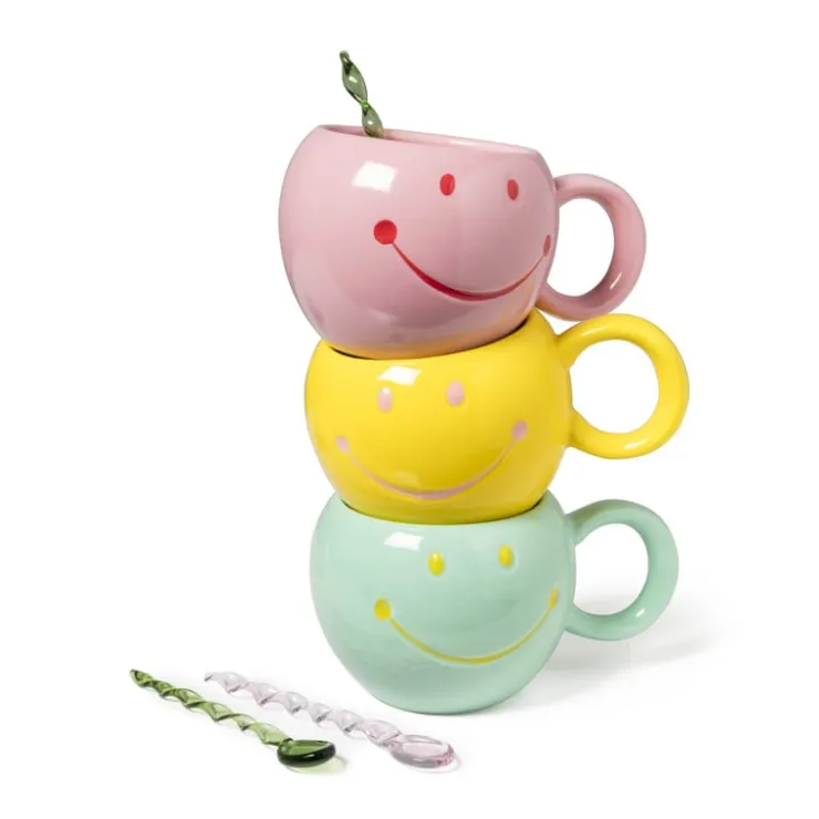Xenos Theelepels roze - glas - set van 4- Thee Accessoires|Lepels