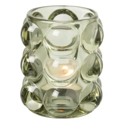 Xenos Theelichthouder bubbels - groen - ø8.5x9 cm- Waxinelichthouders