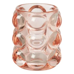 Xenos Theelichthouder bubbels - roze - ø8.5x9 cm- Waxinelichthouders