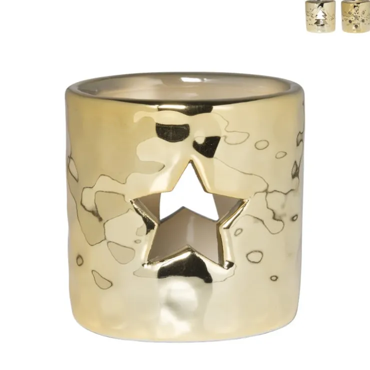 Xenos Theelichthouder goud - diverse varianten - ø7.8x7.6 cm- Spellen|Kerstcadeaus