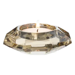 Xenos Theelichthouder Kristal - licht bruin -ø8x3 cm- Waxinelichthouders