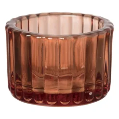 Xenos Theelichthouder ribbel - rood - ø5x3.7 cm- Waxinelichthouders