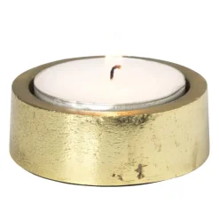Xenos Theelichthouder rond - goud - ø5.5x3 cm- Waxinelichthouders
