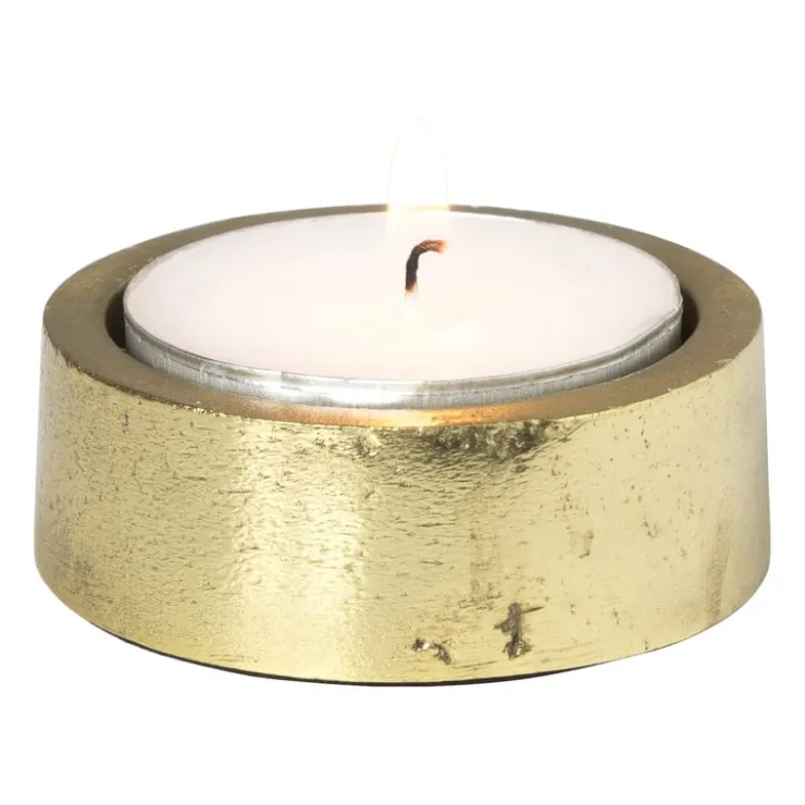 Xenos Theelichthouder rond - goud - ø5.5x3 cm- Waxinelichthouders