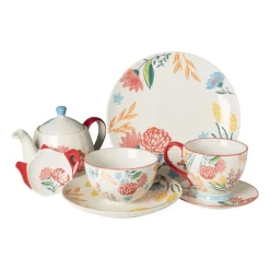 Xenos Theepot bloemen - multikleur - 750 ml- Theepotten