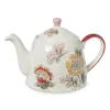 Xenos Theepot bloemen en vlinder - multikleur - 750 ml- Theepotten