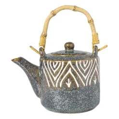 Xenos Theepot Nori - blauw/bruin - 600 ml- Theepotten