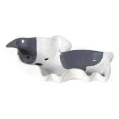 Xenos Theezakjeshouder hond frenchie - wit/grijs - 2.3x8 cm- Thee Accessoires