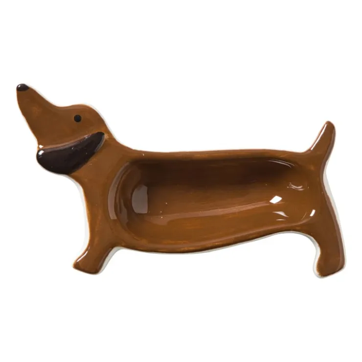 Xenos Theezakjeshouder hond teckel - bruin - 2.3x8 cm- Thee Accessoires