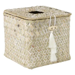 Xenos Tissuebox zeegras - naturel - 13x14x14 cm- Opbergboxen|Kerstcadeaus
