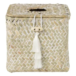 Xenos Tissuebox zeegras - naturel - 13x14x14 cm- Opbergboxen|Kerstcadeaus