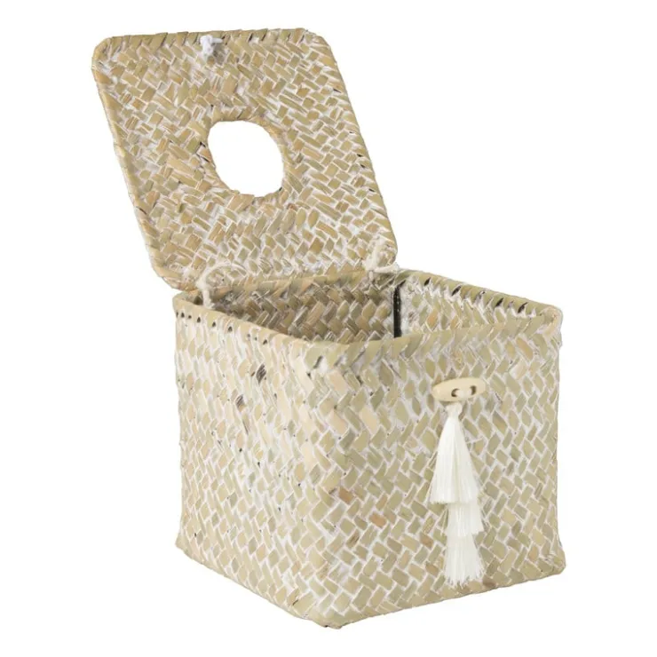 Xenos Tissuebox zeegras - naturel - 13x14x14 cm- Opbergboxen|Kerstcadeaus