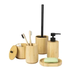 Xenos Toiletborstel bamboe - naturel - ø10.5x12 cm- Badkamer Accessoires|Toiletborstels