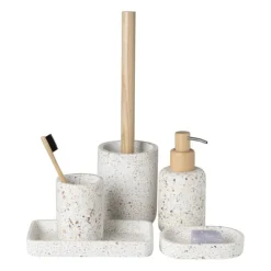 Xenos Toiletborstel Terrazzo - wit - ø10x37.5 cm- Toiletborstels