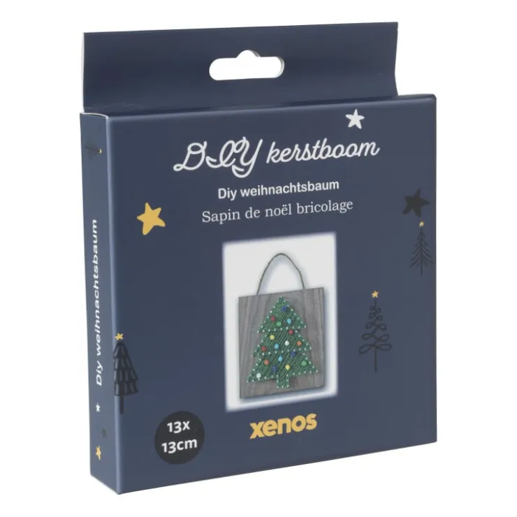 Xenos Touwfiguren kerstboom - hout/touw - 12x12 cm- Knutselpakketten|Kerst Knutselen