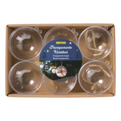 Xenos Transparante kerstbal - ø8 cm - set van 6- Kerstballen