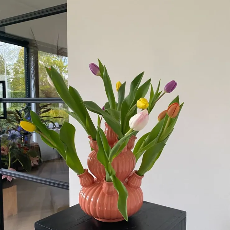 Xenos Tulpenvaas groot - roze - ø21.5x29.5 cm- Kerstcadeaus|Vazen