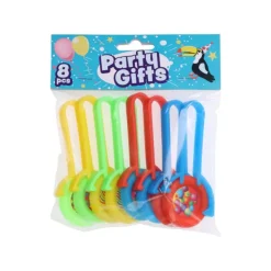 Xenos Uitdeelcadeautje katapult frisbee - multikleur - set van 8- Kinderfeestjes