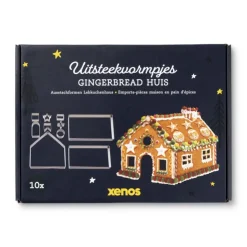 Xenos Uitsteekvormpjes gingerbread huis - set van 10- Bakvormen|Kerst Bakken