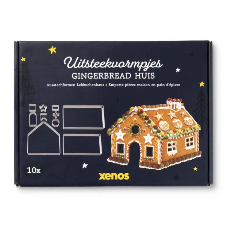 Xenos Uitsteekvormpjes gingerbread huis - set van 10- Bakvormen|Kerst Bakken