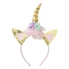 Xenos Unicorn diadeem - goudkleurig/roze - 11x17.5 cm- Verkleedaccessoires|Kinderfeestjes