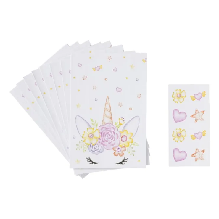 Xenos Unicorn uitdeelzakjes - multikleur - set van 8- Kinderfeestjes