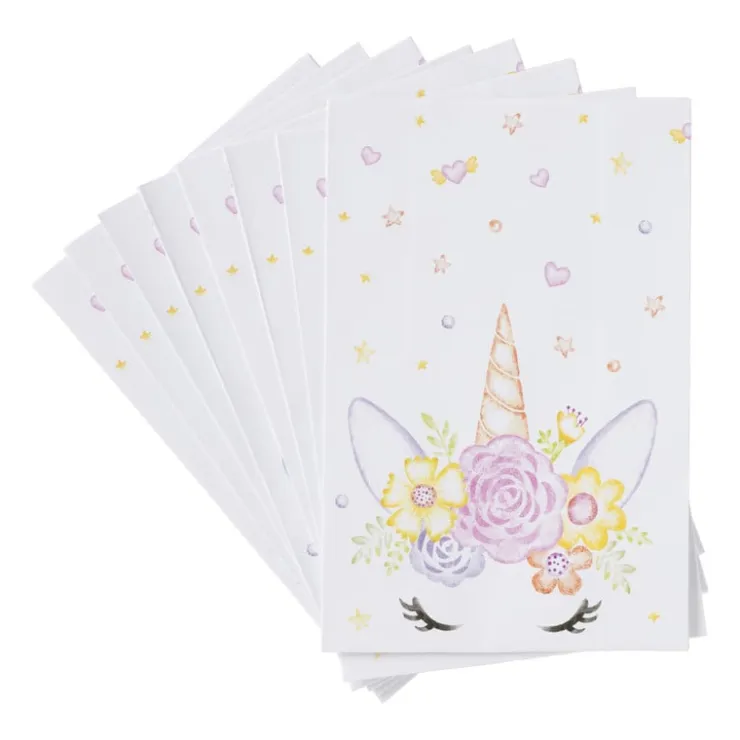 Xenos Unicorn uitdeelzakjes - multikleur - set van 8- Kinderfeestjes