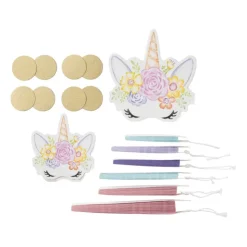 Xenos Unicorn waaiers - multikleur - set van 6- Kinderfeestjes