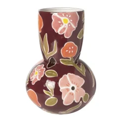 Xenos Vaas bloemen - rood - ø20x28 cm- Vazen|Vazen