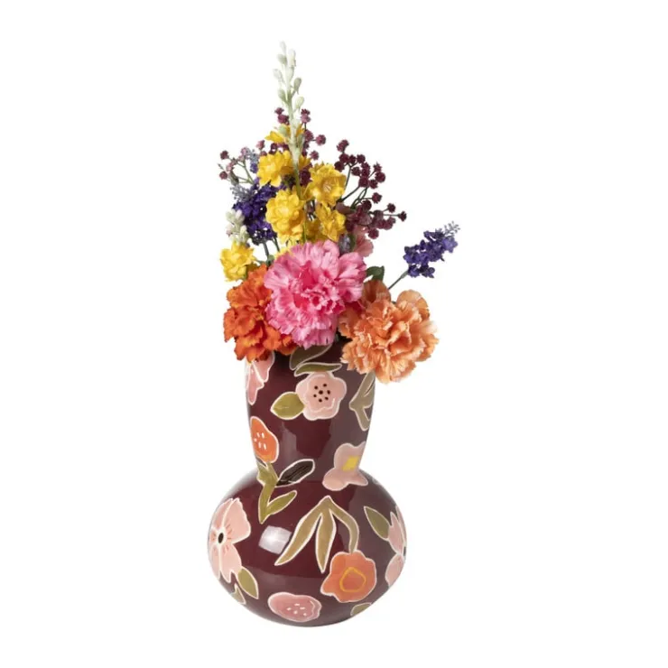 Xenos Vaas bloemen - rood - ø20x28 cm- Vazen|Vazen