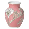 Xenos Vaas bloemenprint klein - roze - ø9x11.5 cm- Vazen|Vazen