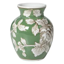 Xenos Vaas bloemenprint klein - groen - ø9x11.5 cm- Vazen|Vazen