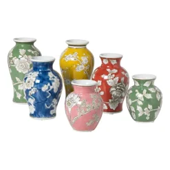 Xenos Vaas bloemenprint middel - rood - ø9.5x15 cm- Vazen|Vazen
