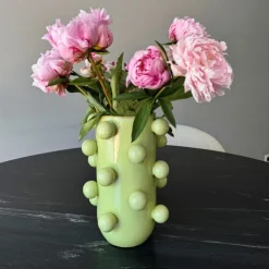 Xenos Vaas bollen - groen - ø19.5x26.5 cm- Vazen|Vazen